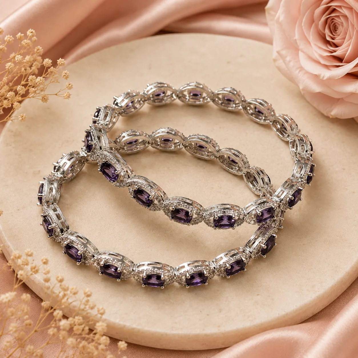 Amethyst Halo Link AD Cuff