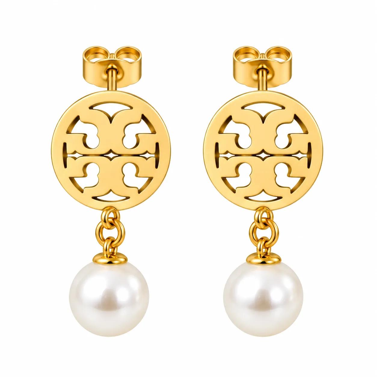 Aurelia Pearl Medallion Drop Earrings