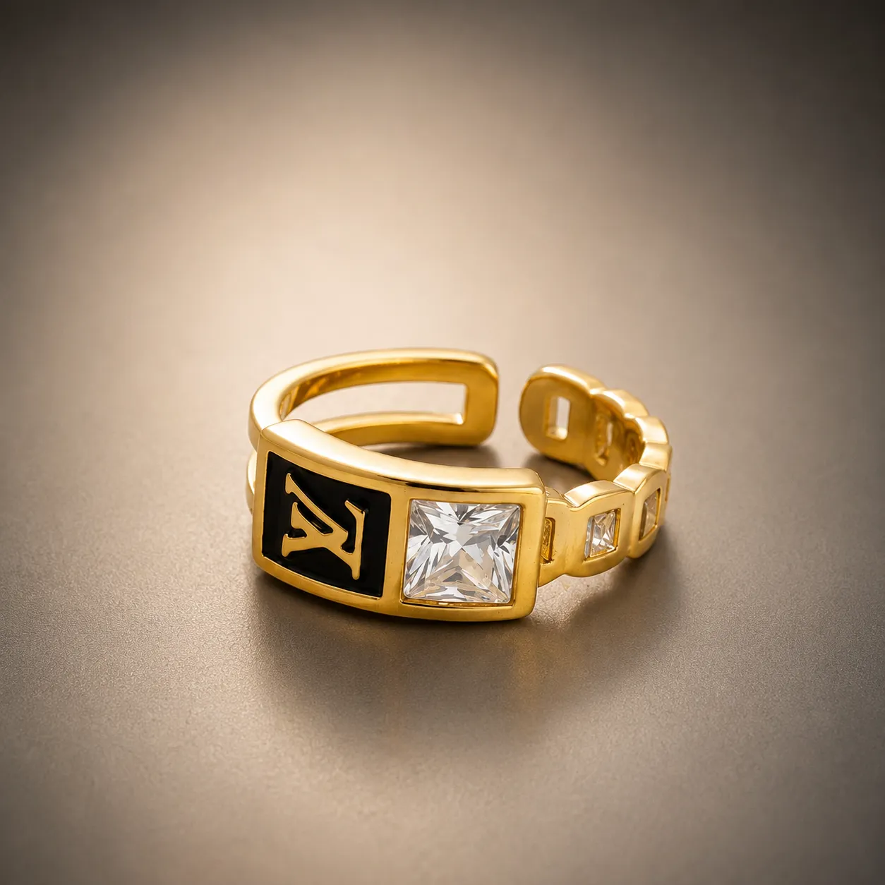 Noir Crystal Signet Ring