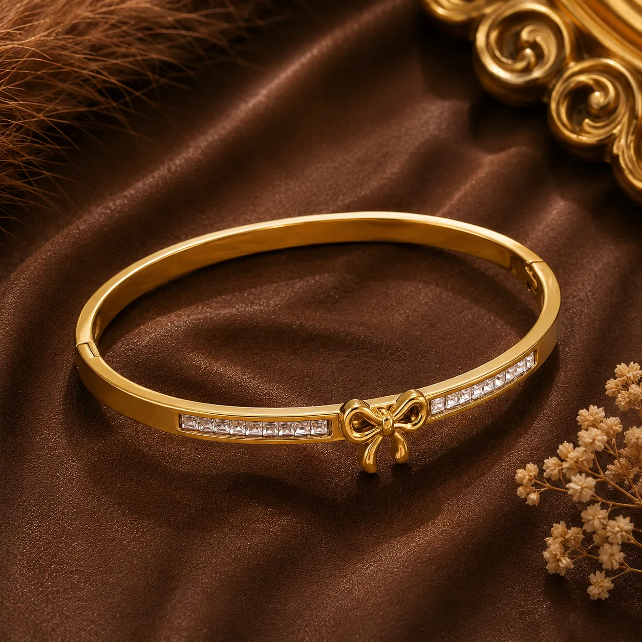 Amélie Crystal Bow Bangle