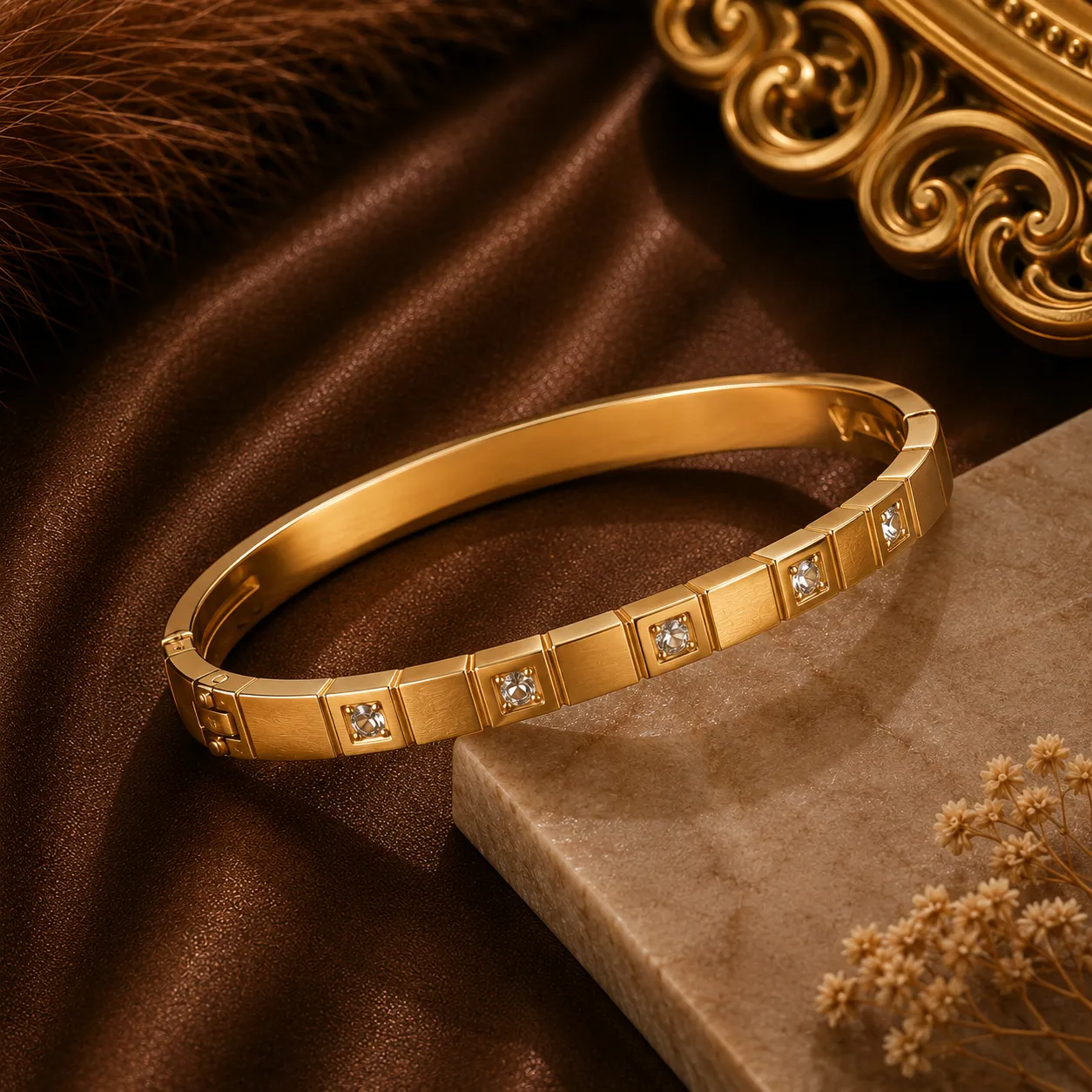 Elara Geometric Crystal Bangle