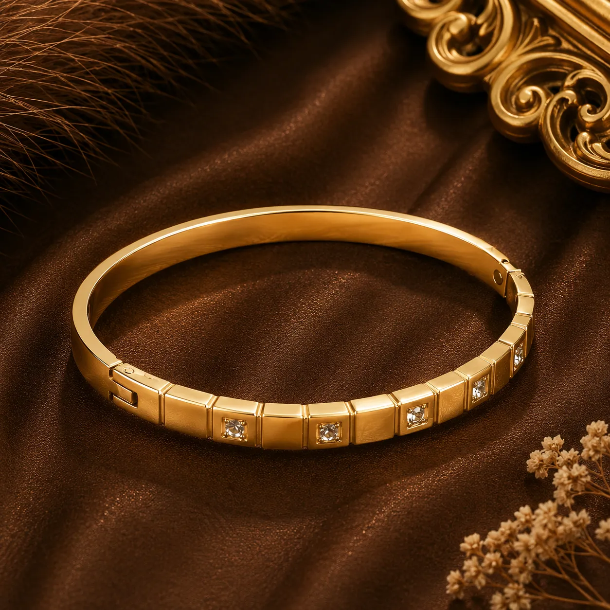 Elara Geometric Crystal Bangle