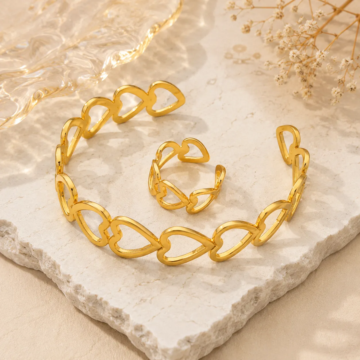 Elara Linked Heart Jewellery Set