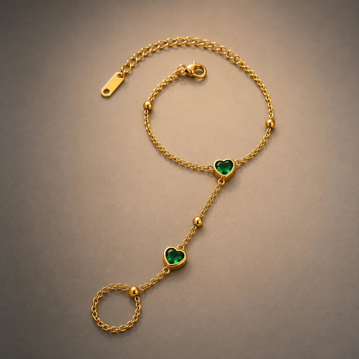 Emerald Heart Hand Chain Bracelet image 3