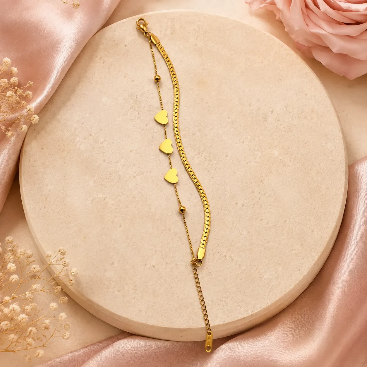 Trinity Heart Layered Bracelet