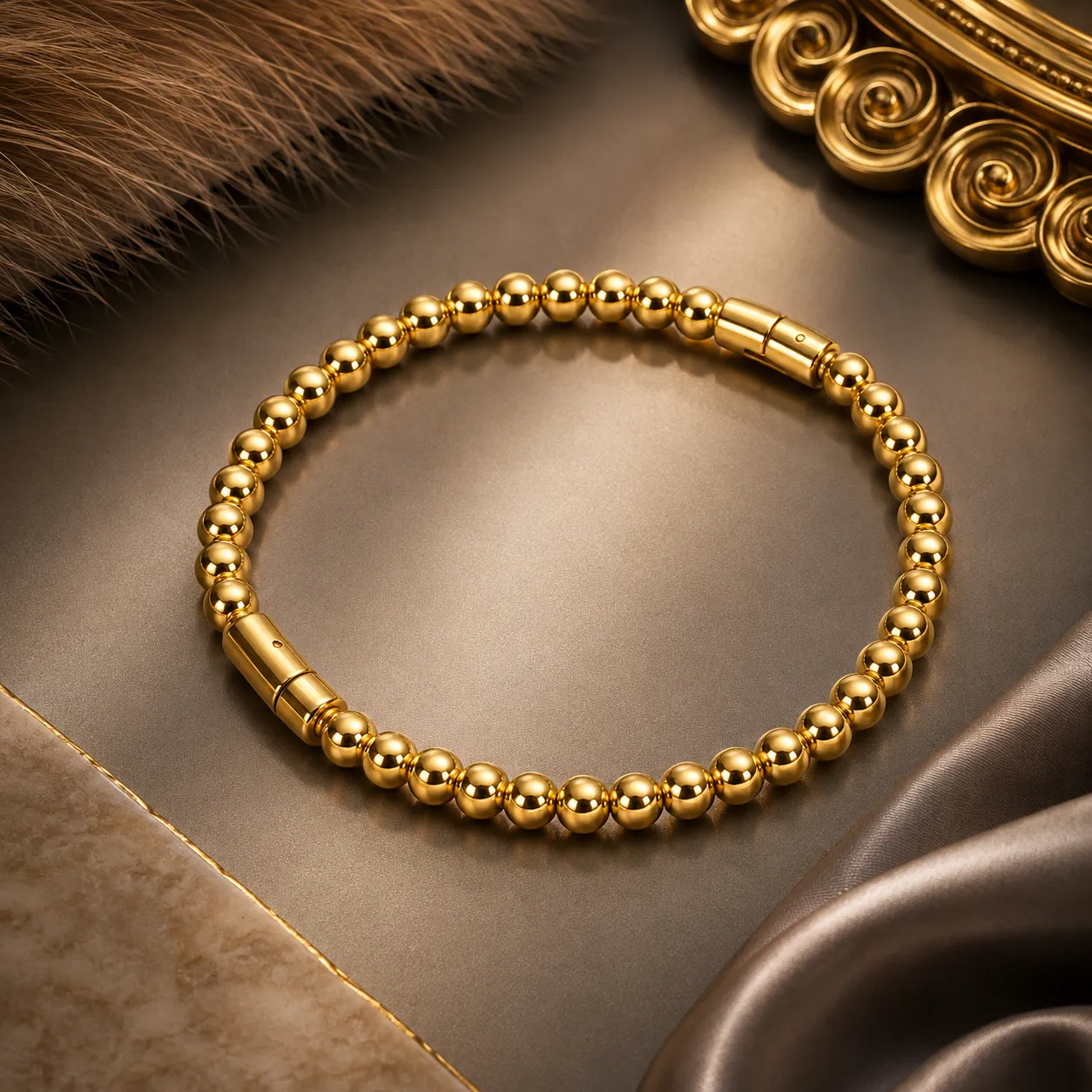Elara Polished Bead Bangle