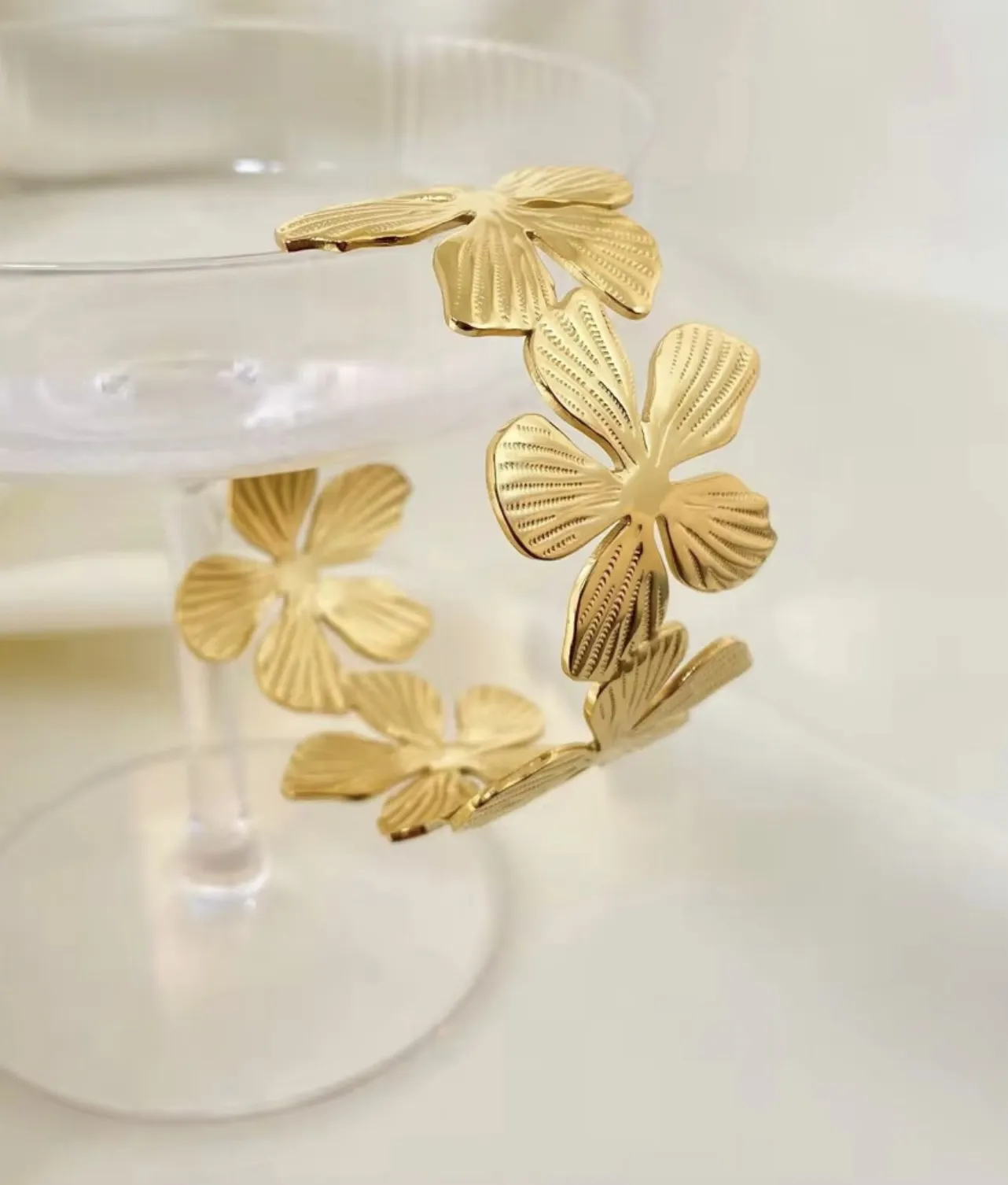 Golden Bloom Floral Cuff Bracelet image 3