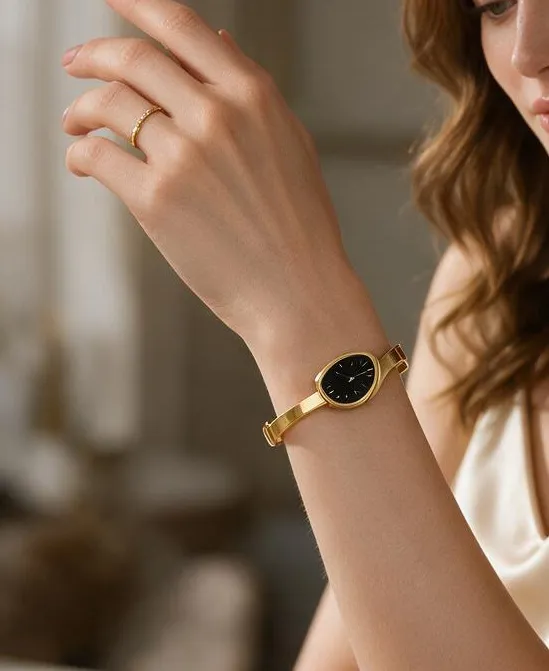 Noir Dial Gold-Toned Bangle Watch Bracelet image 2