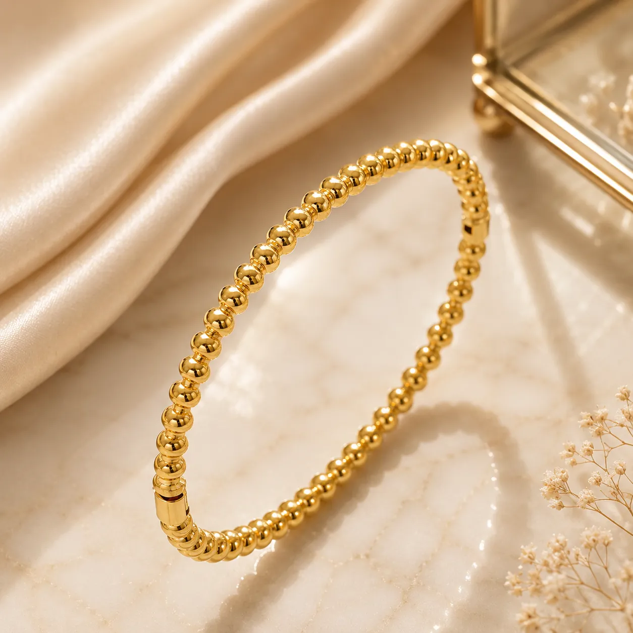 Elara Polished Bead Bangle