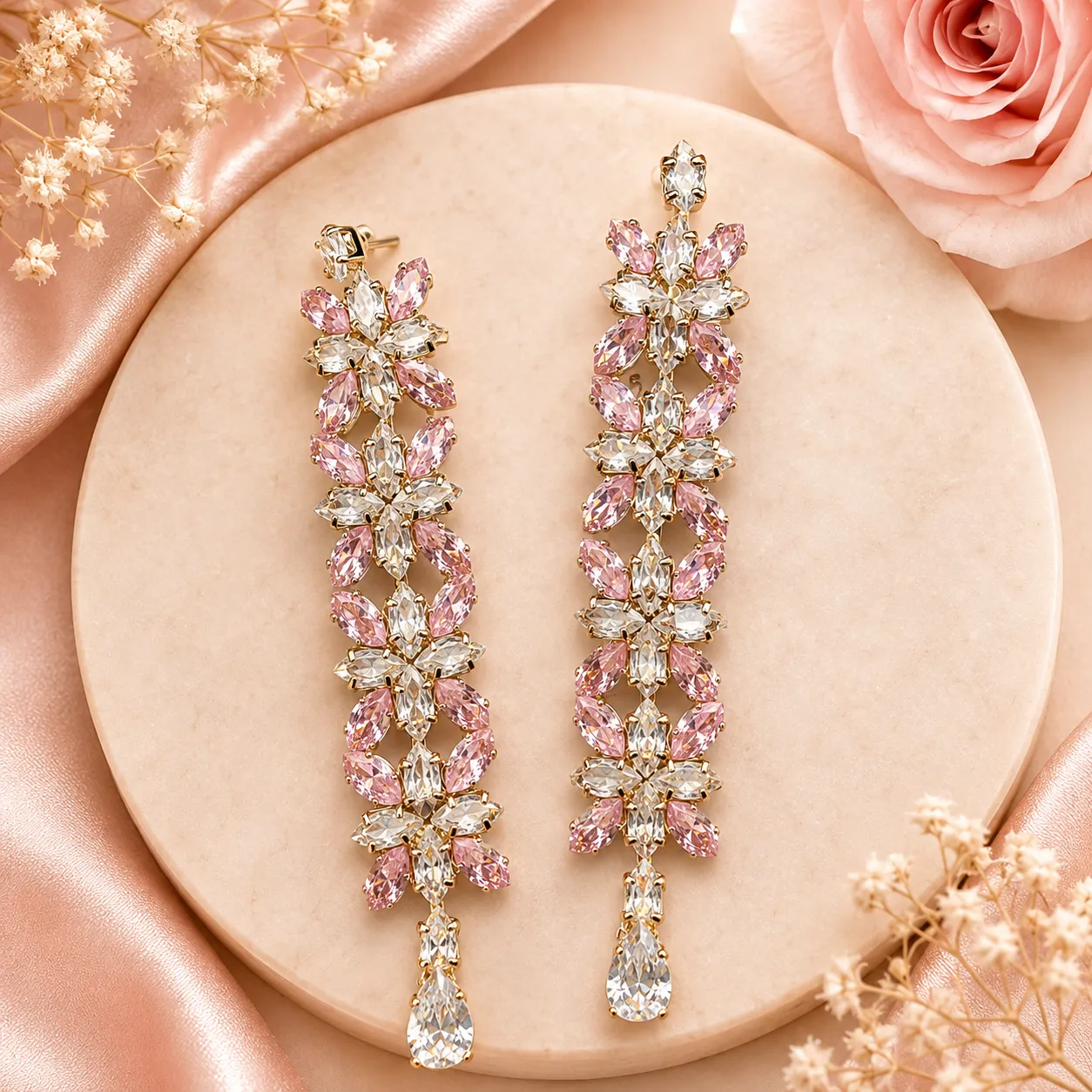Scarlet Bloom Crystal AD Earrings