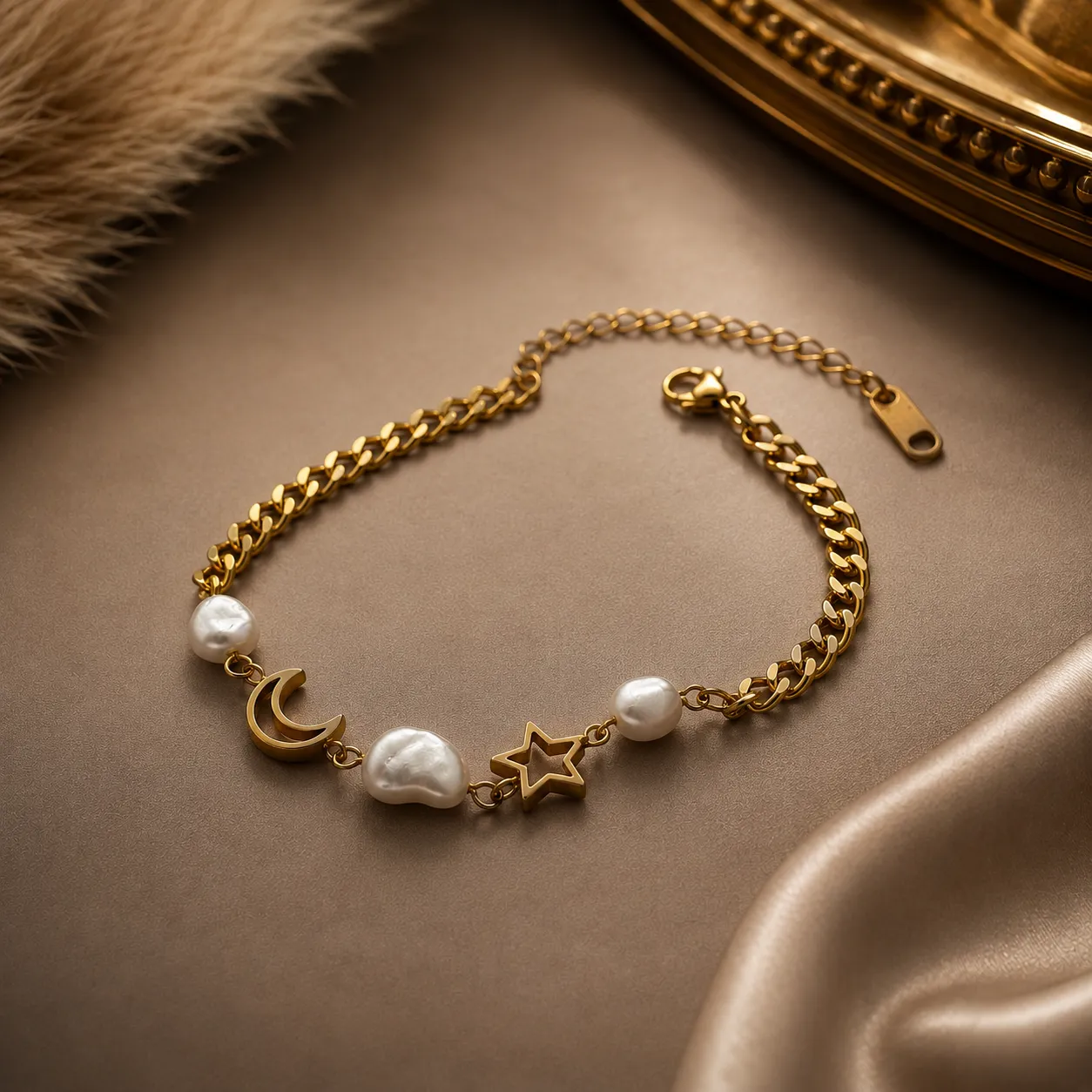 Luna Pearl Celestial Chain Bracelet