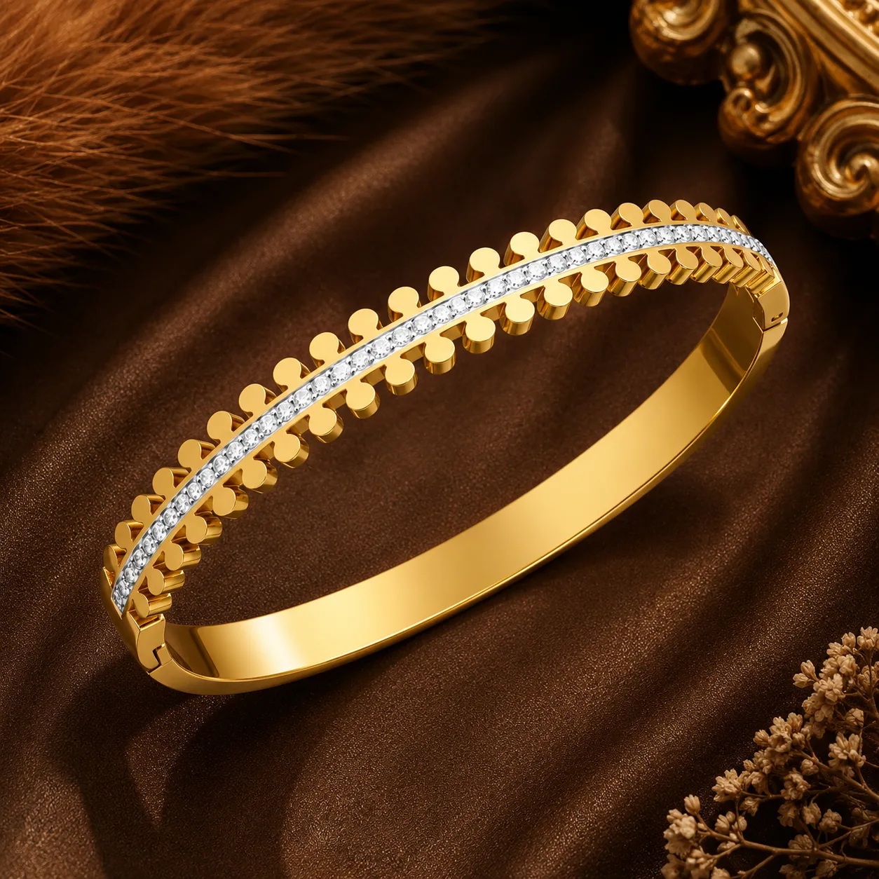 Elara Heartline Crystal Bangle