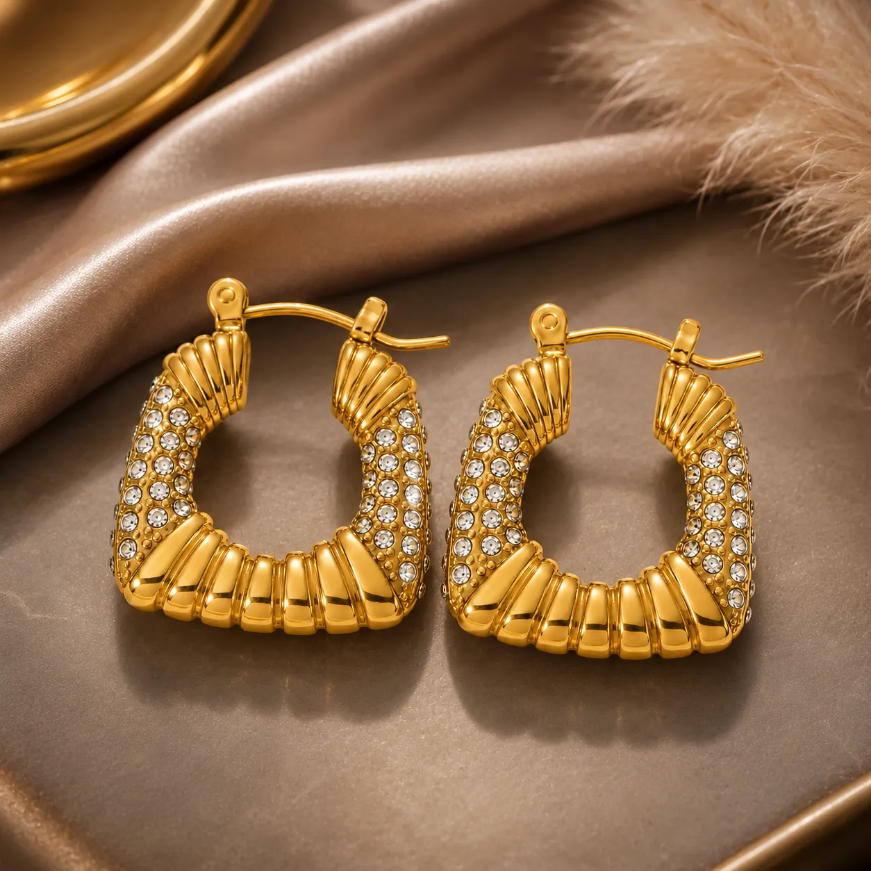 Aurielle Pavé Sculpted Hoop Earrings image 3