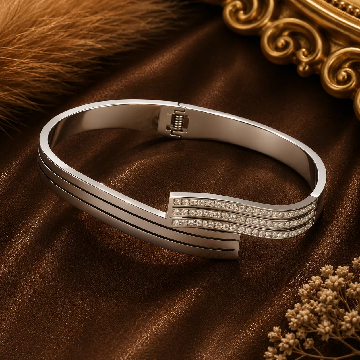Celeste Triple Arc Crystal Bangle
