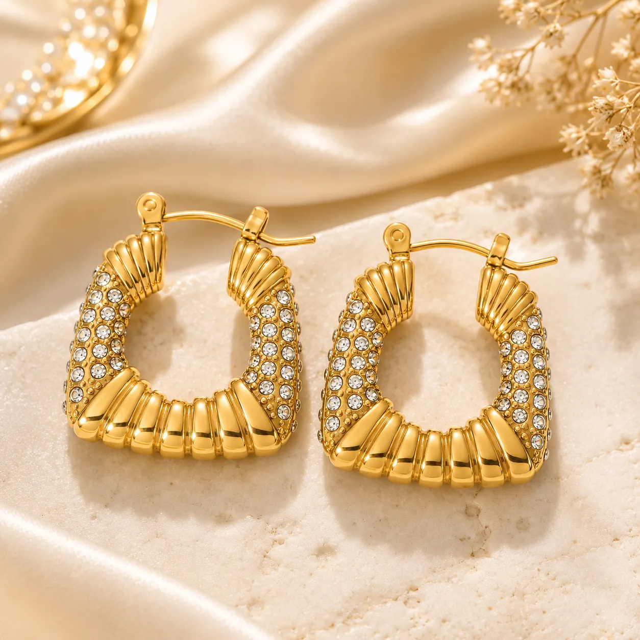 Aurielle Pavé Sculpted Hoop Earrings image 2