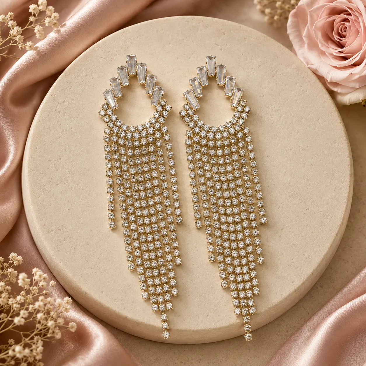 Crystal Cascade AD Statement Earrings image 2