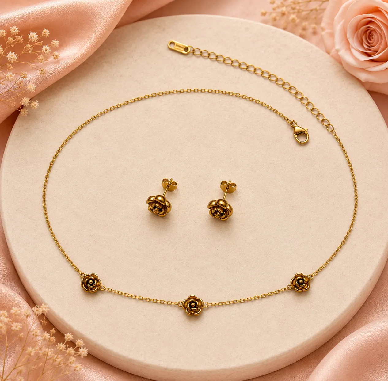 Rosalie Golden Rose Jewellery Set