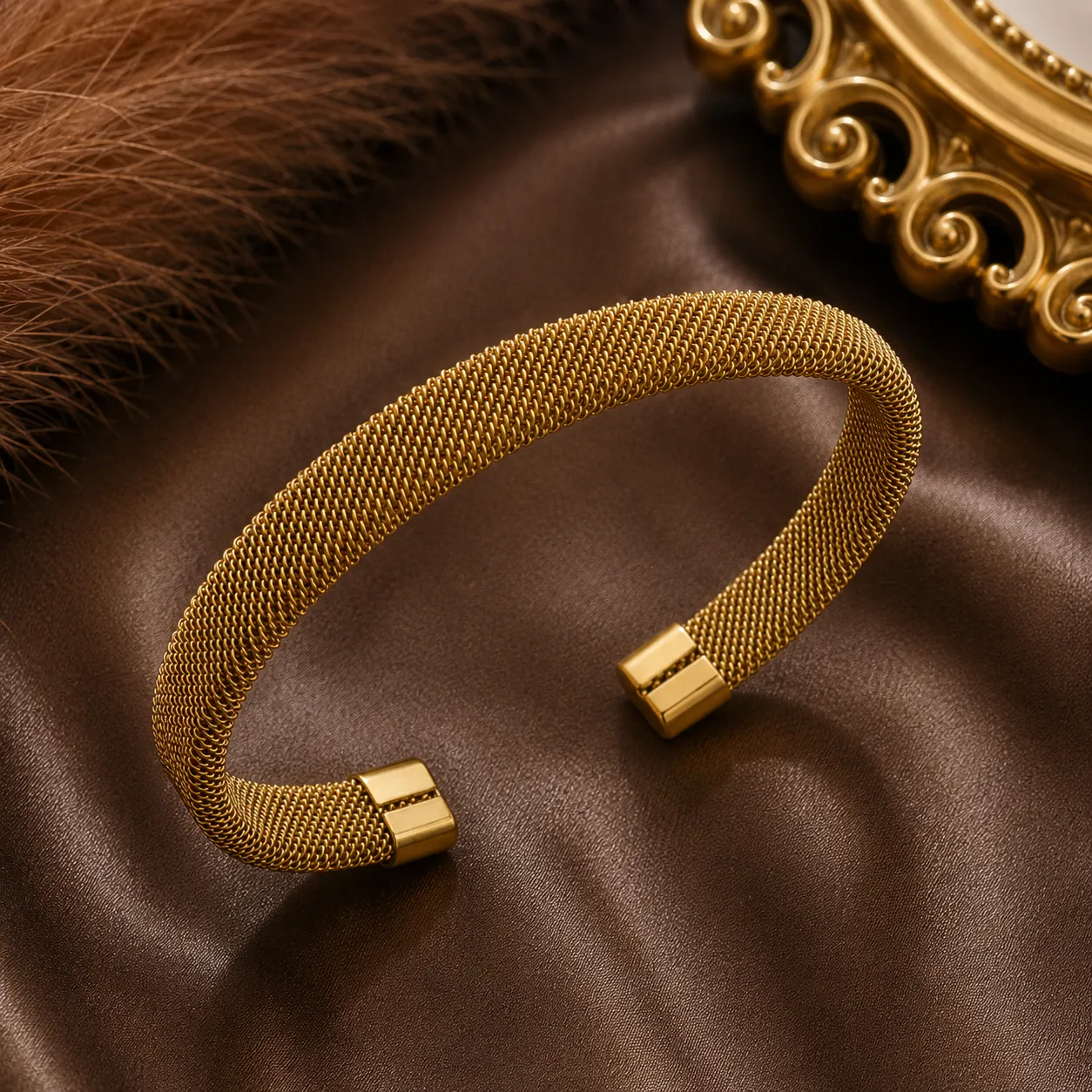 Solenne Woven Mesh Cuff Bracelet