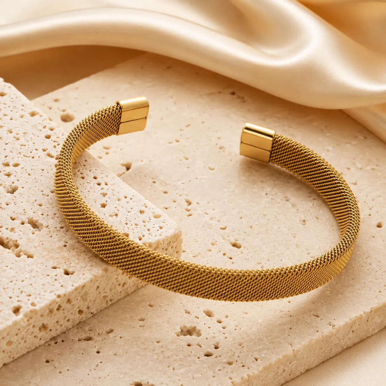 Solenne Woven Mesh Cuff Bracelet