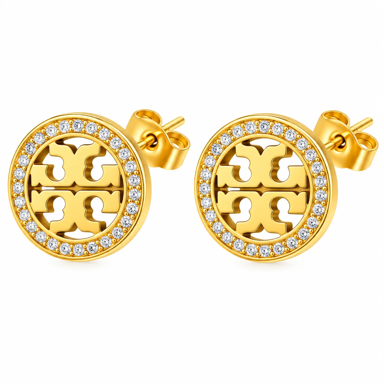 Aurelia Crystal Medallion Stud Earrings