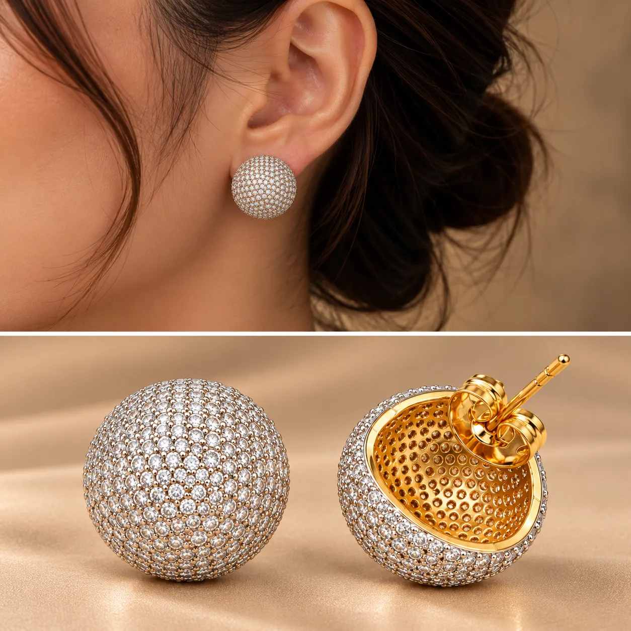 Celeste Pavé Dome AD Studs image 3