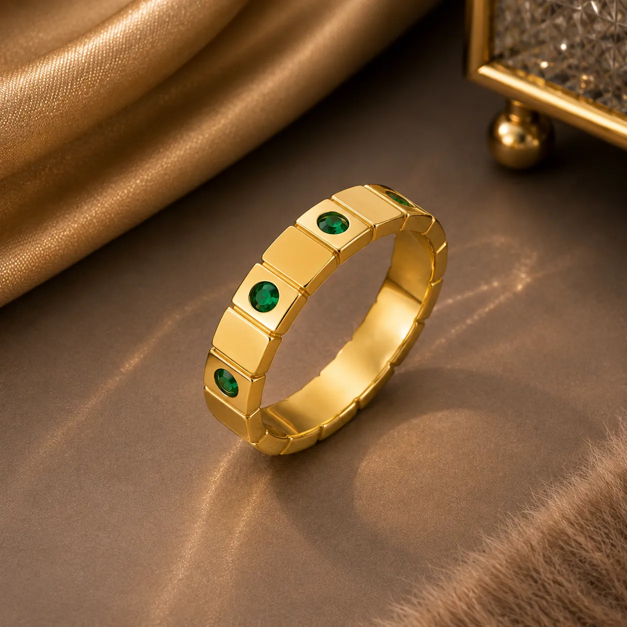 Emerald Axis Geometric Ring image 2