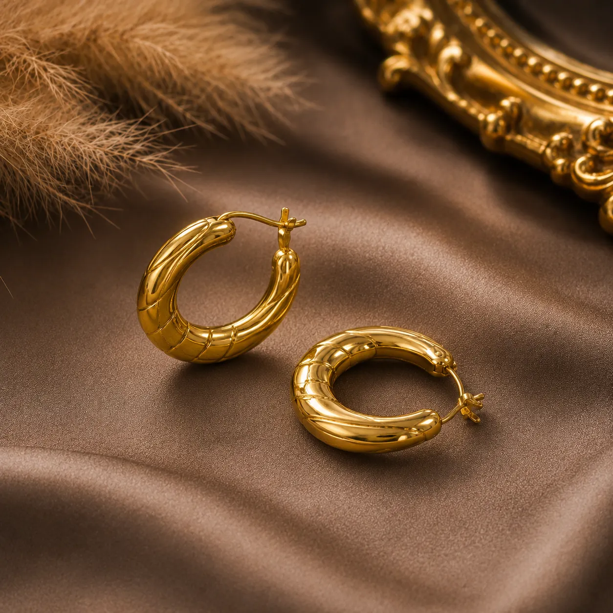 Aurelia Ribbed Hoop Earrings