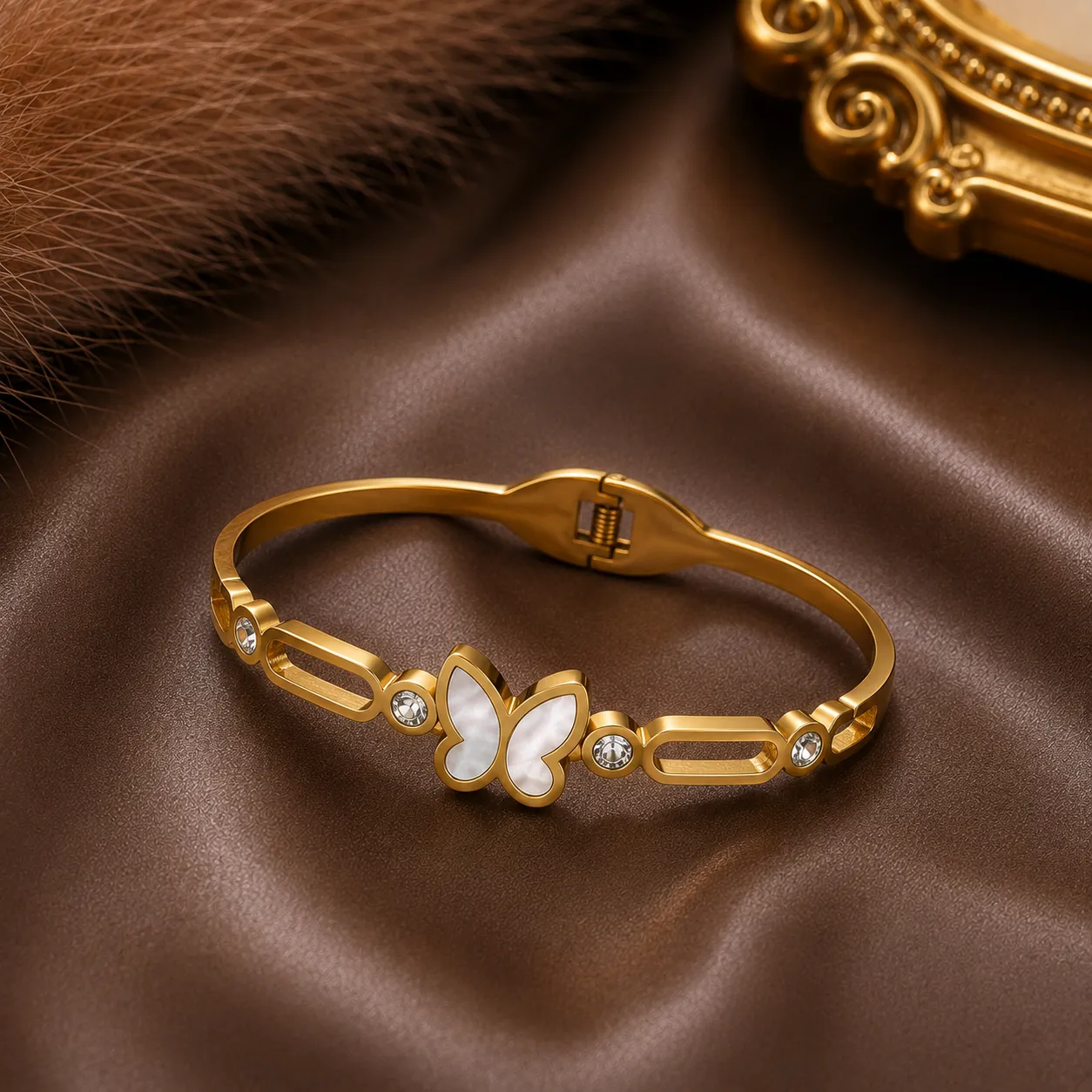 Aurelia Pearl Butterfly Bangle