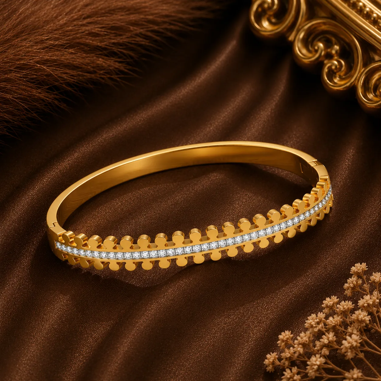 Elara Heartline Crystal Bangle image 2