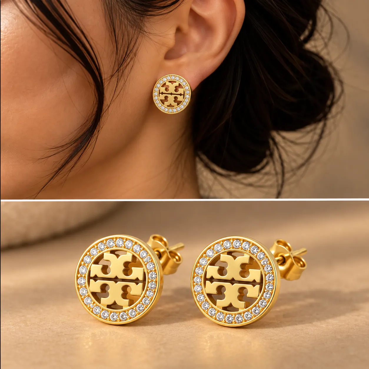 Aurelia Crystal Medallion Stud Earrings