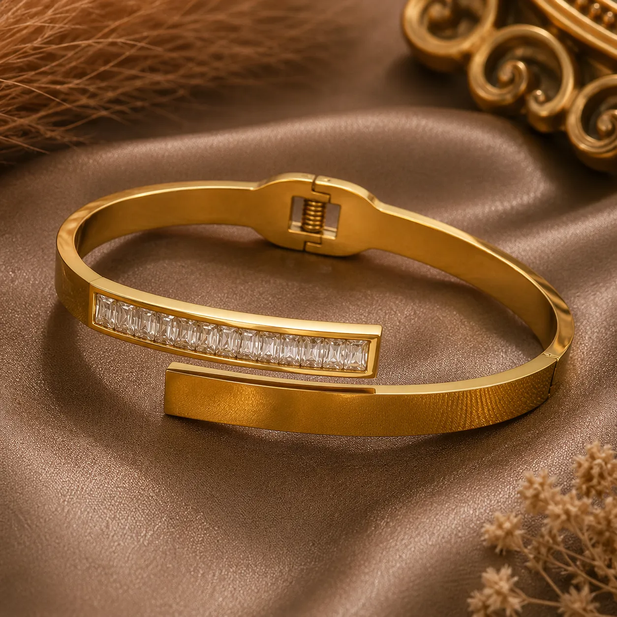 Elara Crystal Arc Bangle