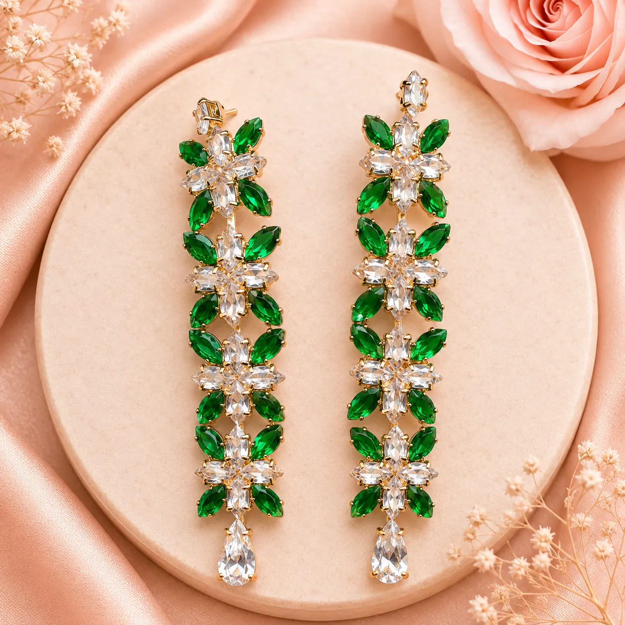 Scarlet Bloom Crystal AD Earrings