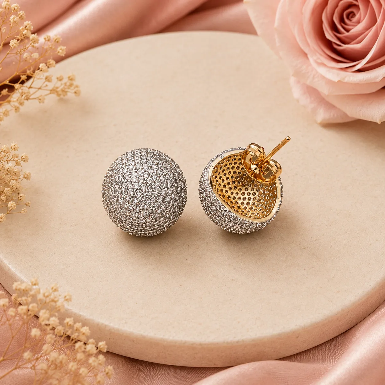 Celeste Pavé Dome AD Studs