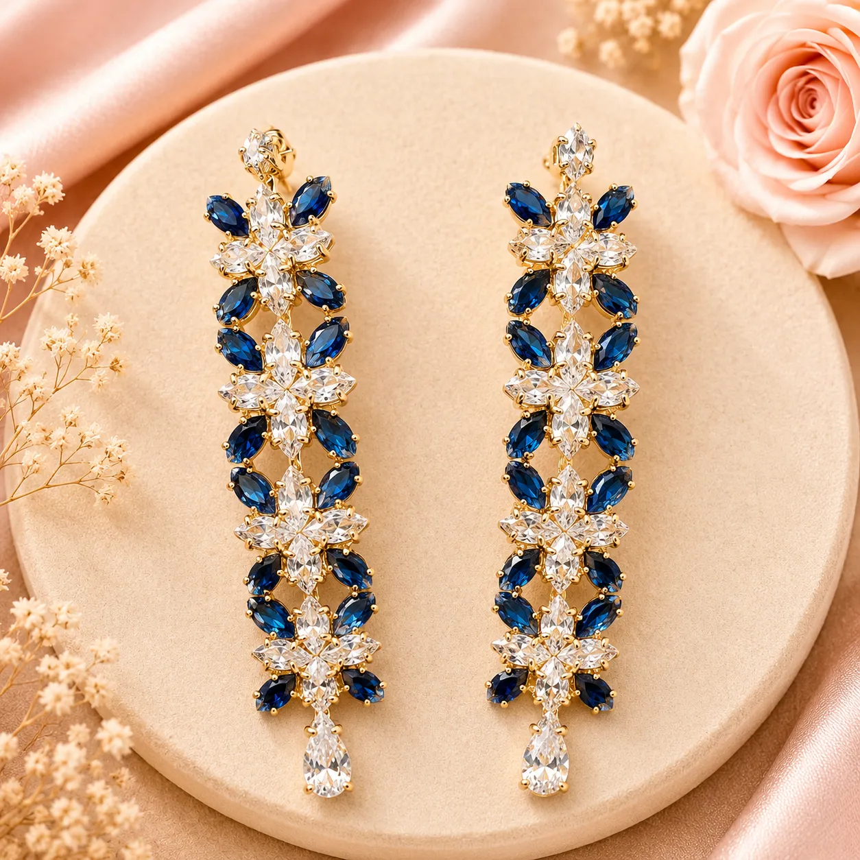 Scarlet Bloom Crystal AD Earrings