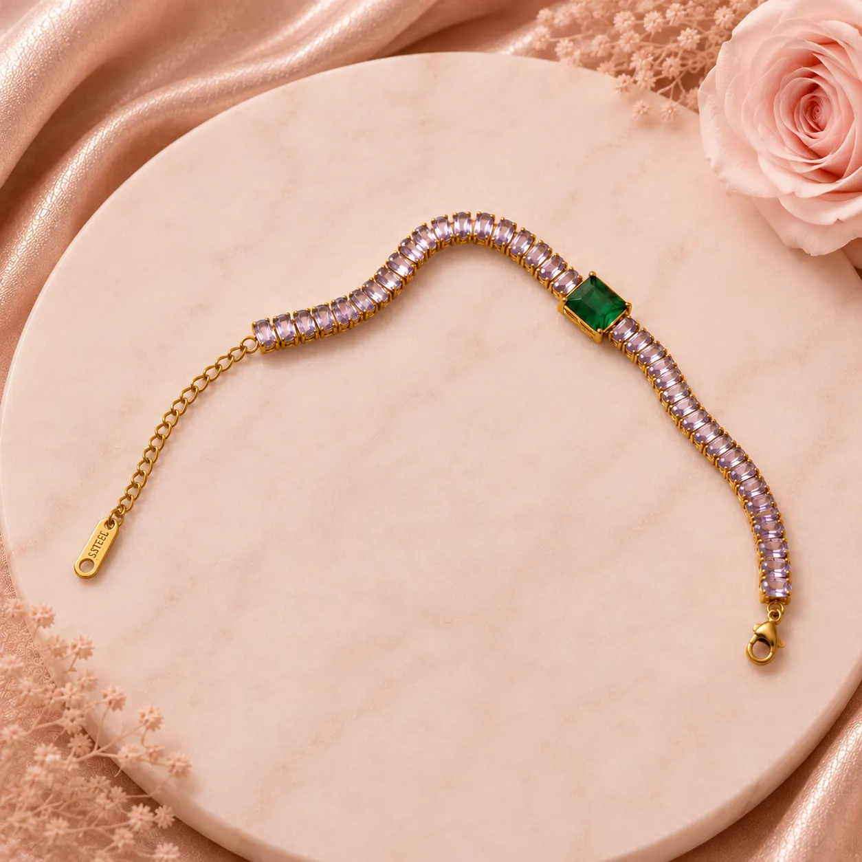 Emerald Solitaire Tennis Bracelet