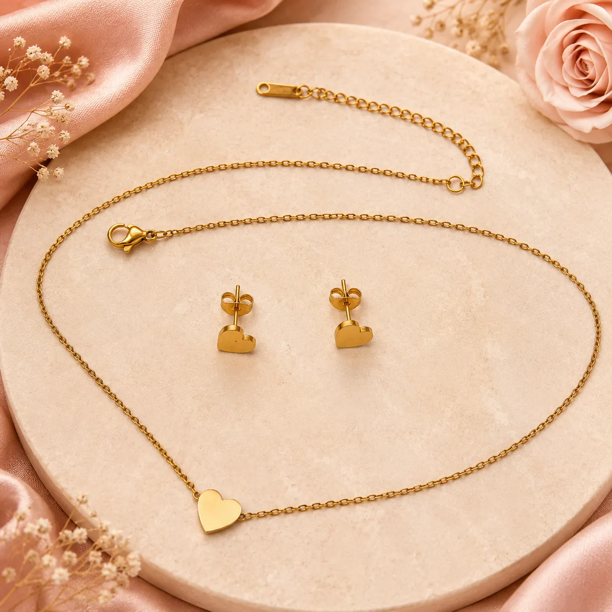 Amora Minimal Heart Jewellery Set
