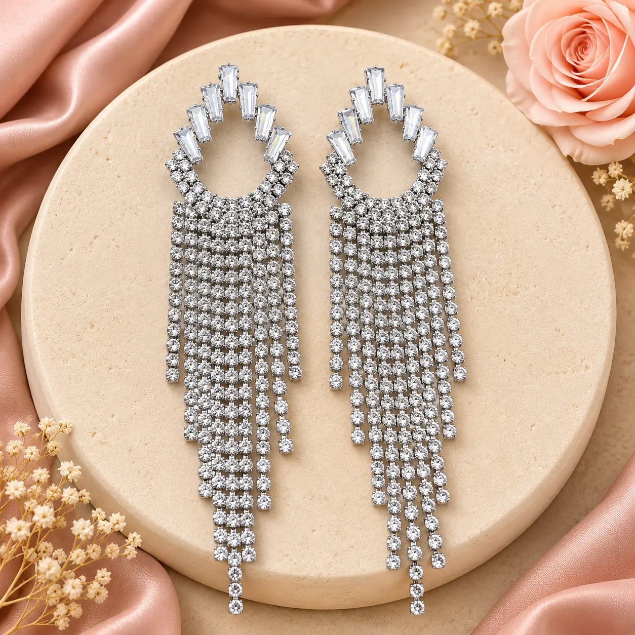 Crystal Cascade AD Statement Earrings