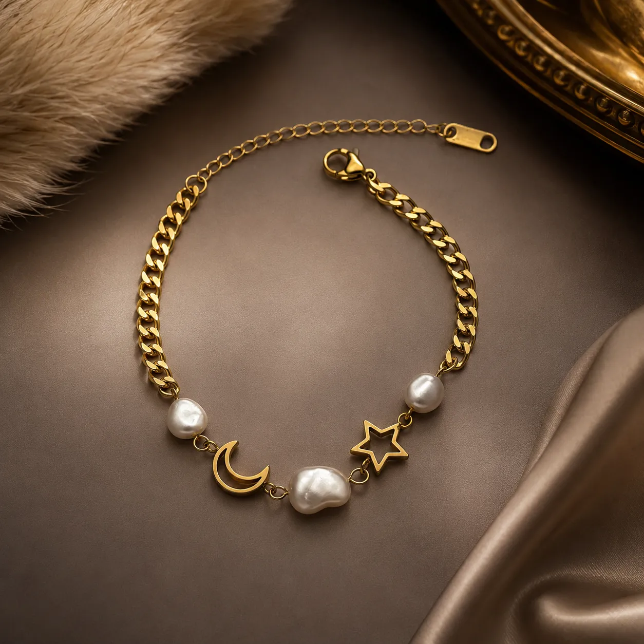 Luna Pearl Celestial Chain Bracelet image 2
