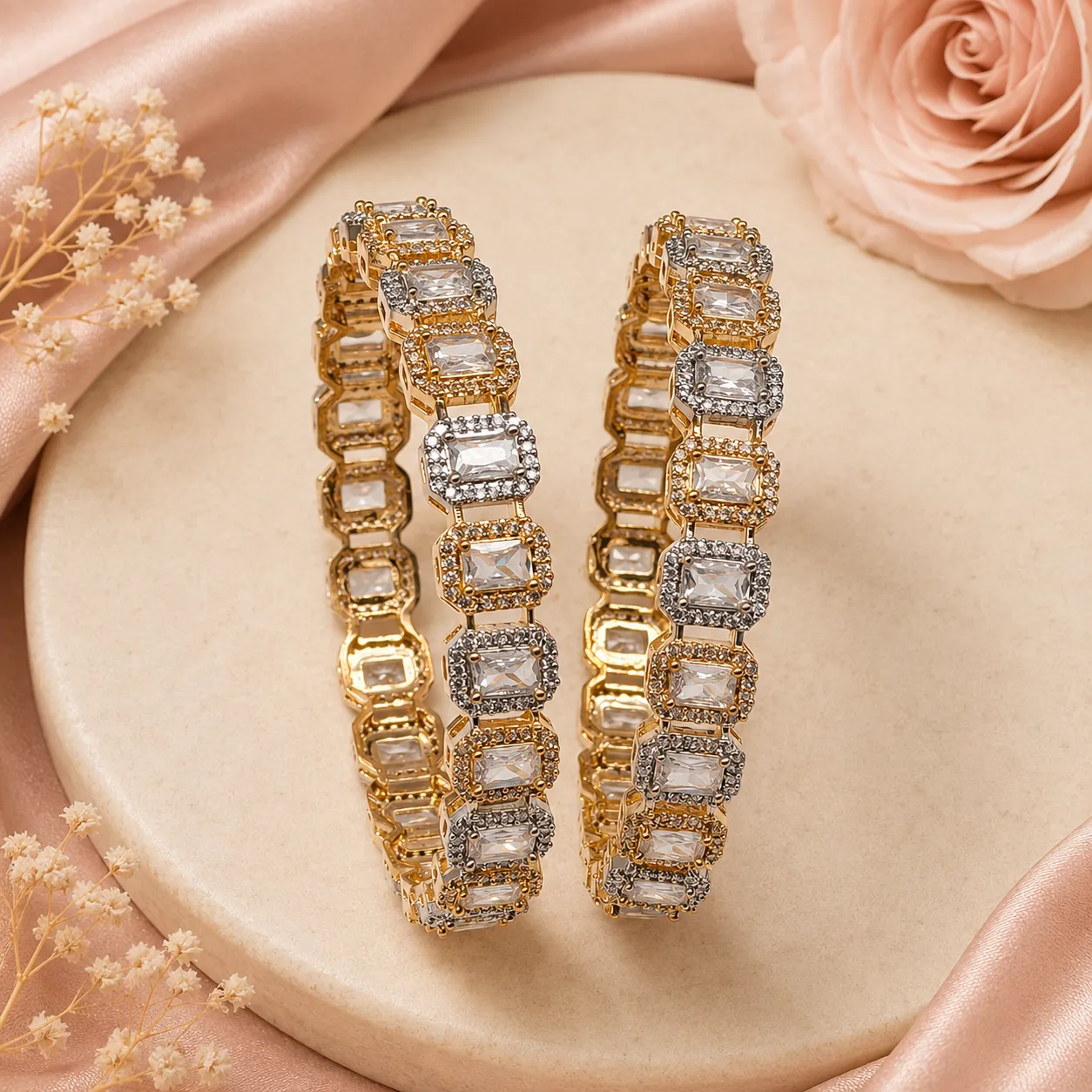 Dual Tone Emerald Cut AD Cuff image 2
