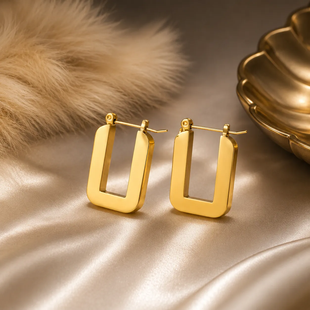 Aurelia Rectangular Gold Hoops