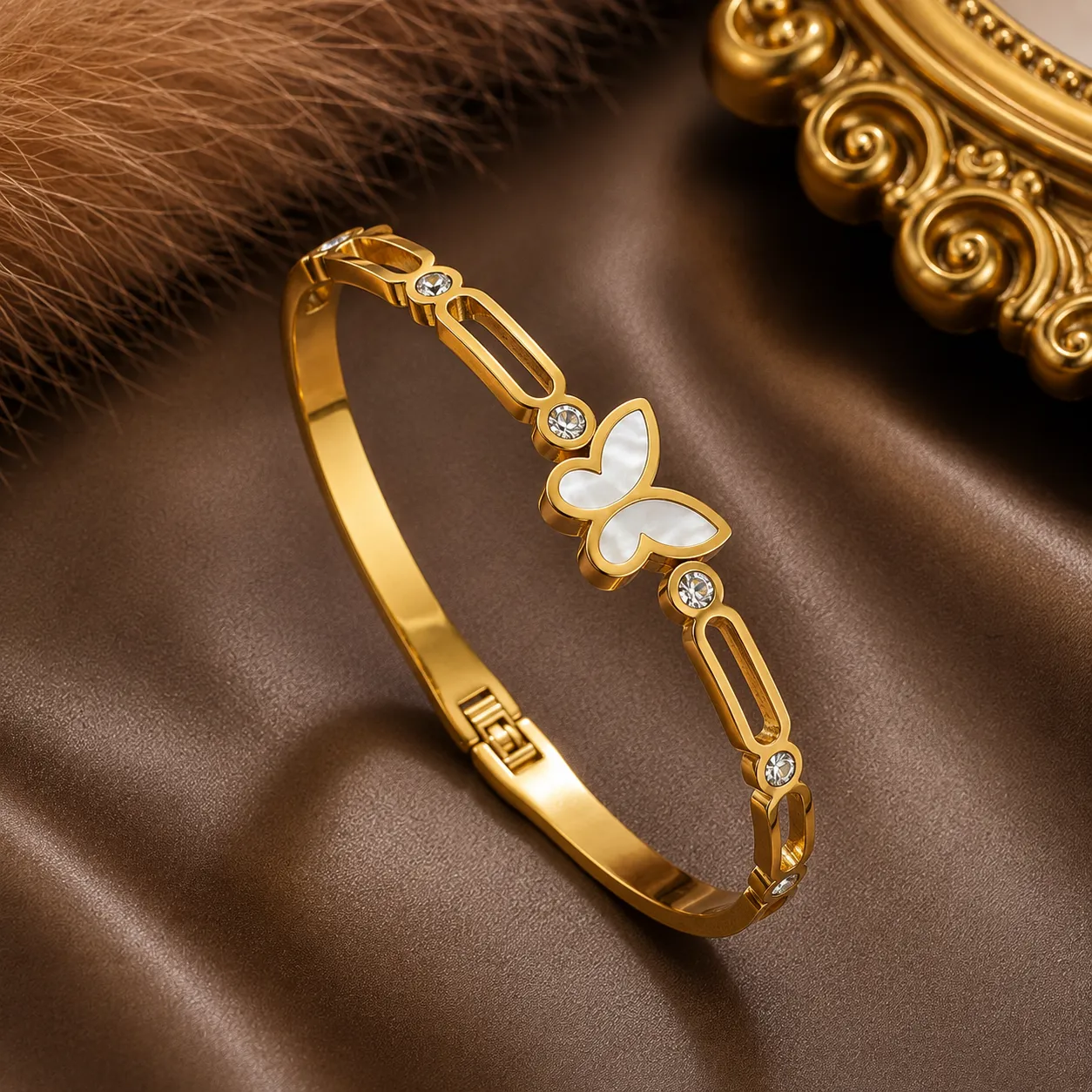 Aurelia Pearl Butterfly Bangle