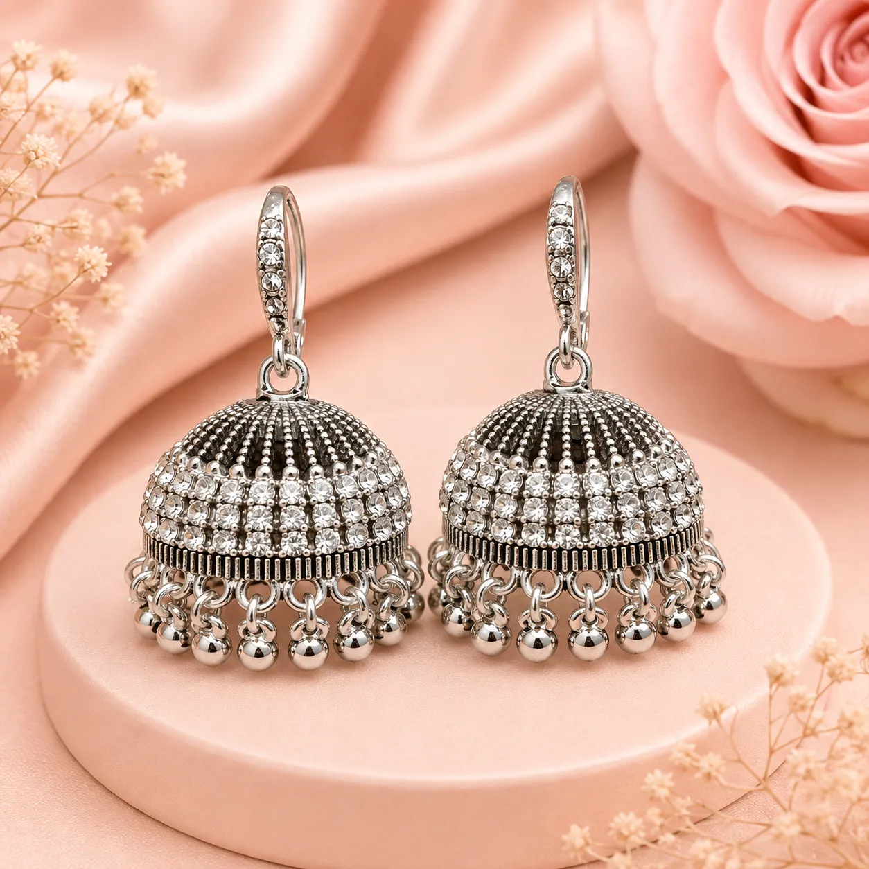Noor Crystal Jhumka AD Earrings