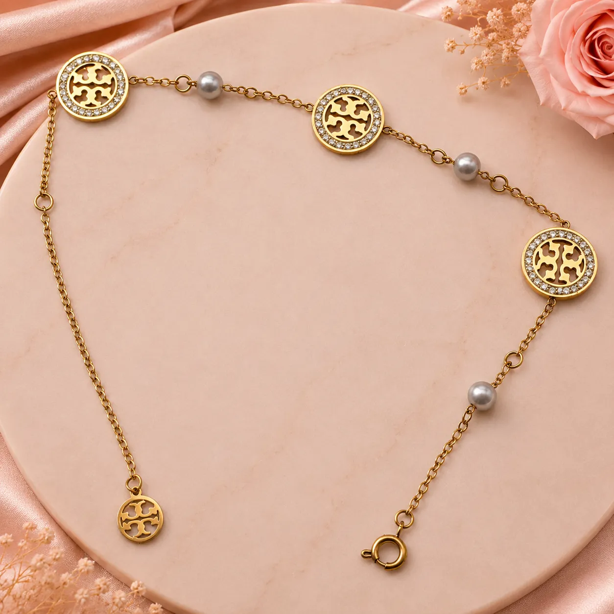 Celeste Medallion Pearl Bracelet