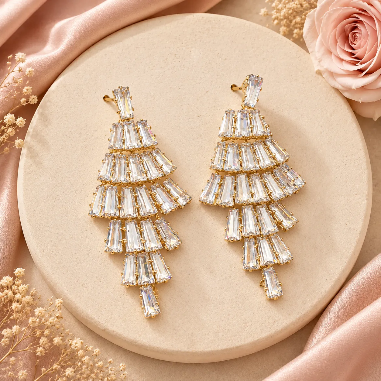 Celeste Tiered Baguette AD Earrings image 2
